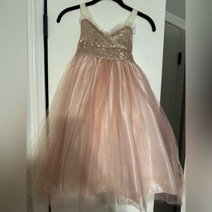 Elegant Pink and Gold Kids Dress